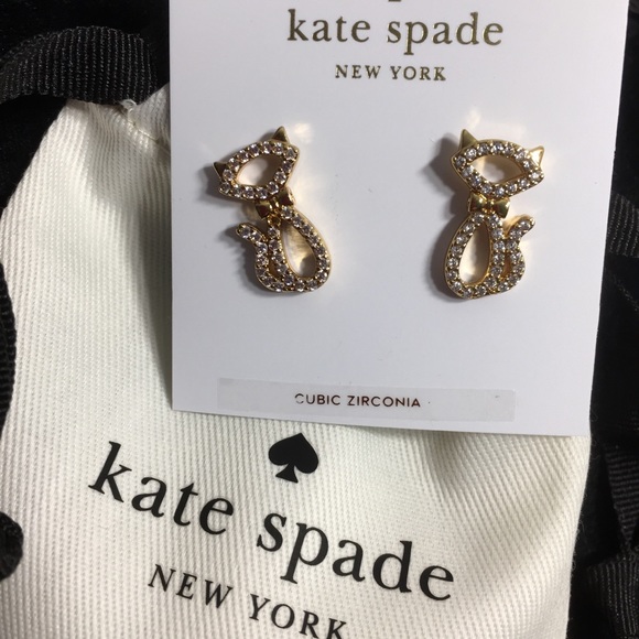 kate spade Jewelry - Kate Spade Pave’ CZ Cat Earrings